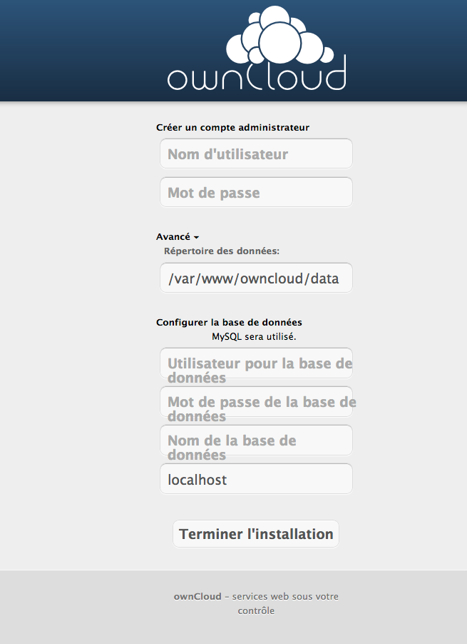 Installation d'owncloud